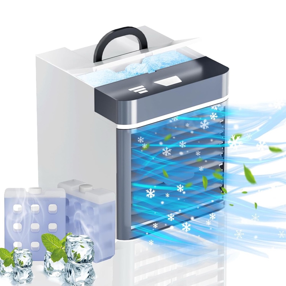 Portable Air Cooler with Ice Pack - Silver
